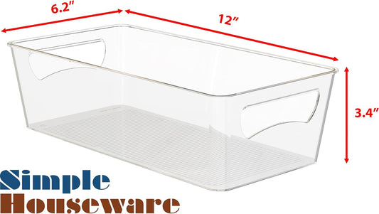 Simple Houseware 4 Pcs Kitchen Clear Bin Storage Organizer, 15" x 8" x 3.75"