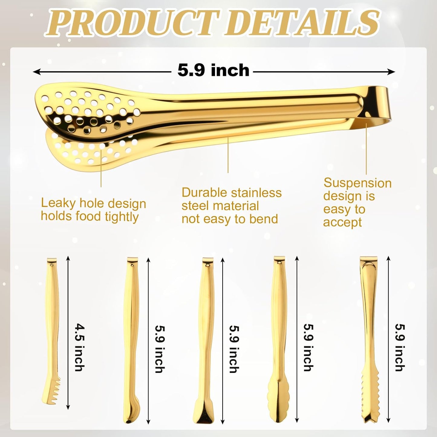 Chengu 12 Pack Stainless Steel Kitchen Tongs 7/9/12 Inches Food Serving Tongs Non Stick Cooking Clips for Kitchen Cooking Barbecue Buffet Wedding Family Gathering Grill Salad