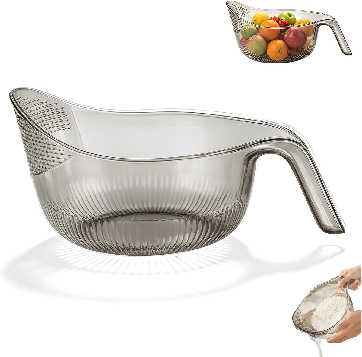 2-In-1 Rice Strainer,Multipurpose Rice Washing BowL (1PCS WHITE)