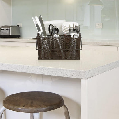 Sorbus® Utensil Caddy — Silverware, Napkin Holder, and Condiment Organizer — Multi-Purpose Steel Mesh Caddy—Ideal for Kitchen, Dining, Entertaining, Tailgating, Picnics, and much more (White)