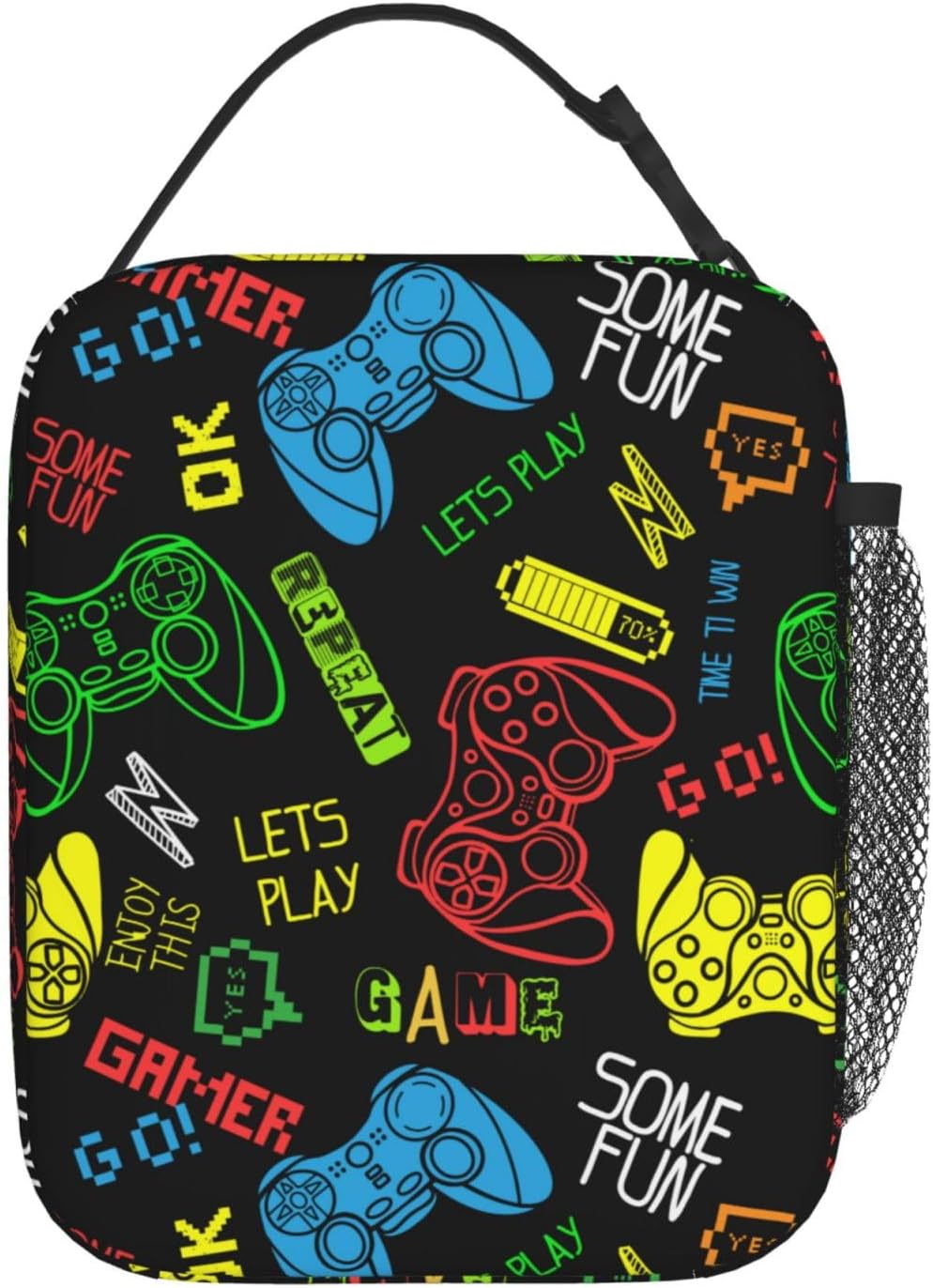 Black Cat Reusable Lunch Box Food Bag Insulated Lunch Bag for Teenage Boys Girls School Beach