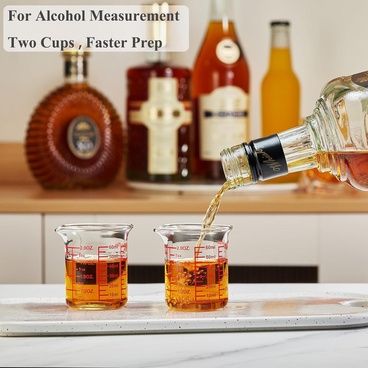 3 Piece Glass Measuring Cup Set, Includes 1/2-Cup, 1-Cup, and 2-Cup High Borosilicate Glasss Liquid Measuring Cups, Dishwasher, Freezer, Microwave, and Preheated Oven Safe, Essential Kitchen Tools