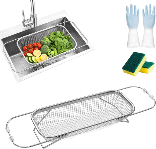 Stainless Steel Telescopic Drainer Basket, Expandable Sink Colander，S