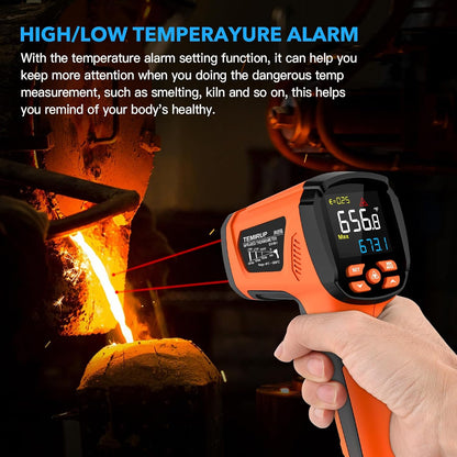 Infrared Thermometer Gun, Non Contact Digital Laser Thermometer Temperature Gun with Color LCD for Cooking, Home Repairs, Humidity Measurement, Adjustable Emissivity -58°F to 1472°F(-50~800°C)