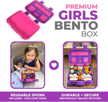 Kinsho Bento Lunch Box for Kids Toddlers, 5 Portion Control Sections, BPA Free Removable Plastic Tray, Pre-School Kid Toddler Daycare Lunches, Snack Container Ages 3 to 7 (Blue Space Rockets)