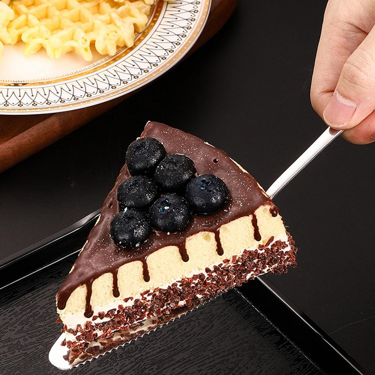 Cake Pie Server, 2 Pack Stainless Steel Pizza Pastry Cake Slicer Server Set, Cake Cutter with Serrated Edges for Kitchen, Restaurants, Wedding, Birthdays and Parties