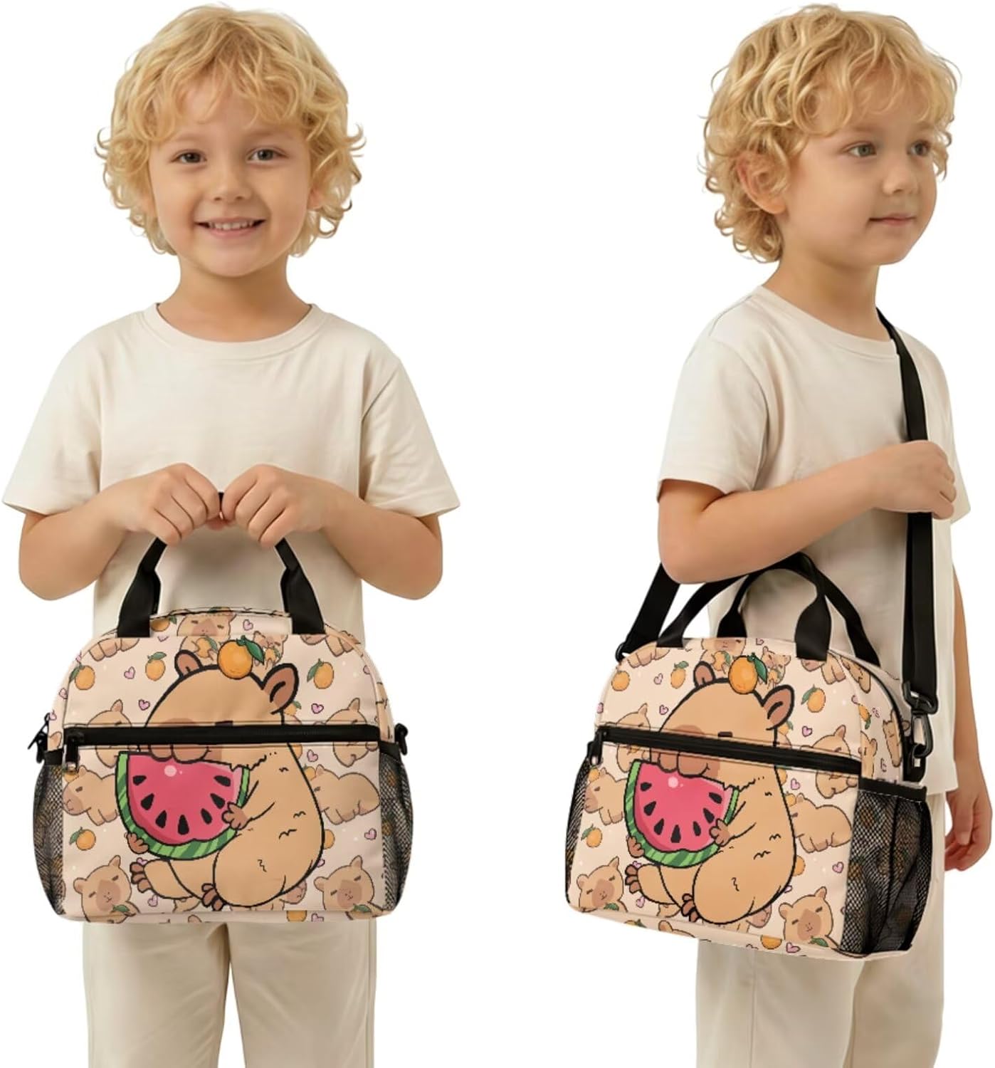 Highland Cow Backpack with Lunch Box Set for Kids Sunflower School Backpack for Girls Boys Back to School Bag Student Travel Backpacks Reusable Utensils Pen Case Water Bottle Bag 5PCS