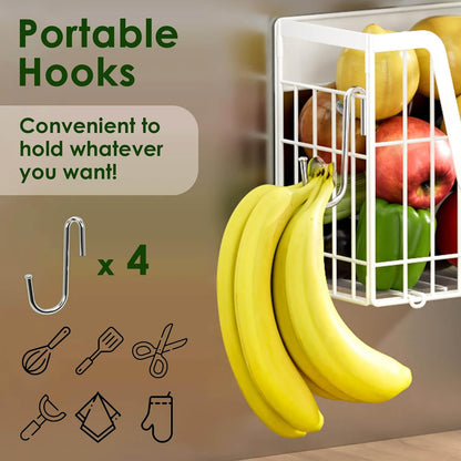 2 Set Magnetic Shelf for Fridge, Potato & Onion Storage Bins, Magnetic Fruit Basket for Refrigerator Pantry Kitchen Counter Laundry Organizer, Fridge Magnetic Spice Rack Magnet Fridge Storage