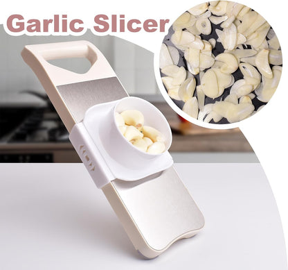 NACOLUS 5 In 1 Mandoline Slicer with Slide-On Hand Guard - Vegetable Slicer, Carrot Shredder,Safe Potato/Garlic Slicer Vegetable Cutter, Waffle Fry Cutter (Green, 5-in-1)