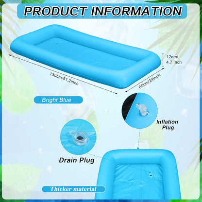 Leitee Inflatable Serving Bar with Drain Plug 52 x 24 x 5'' Inflatable Ice Serving Buffet Bar for Party Food Cooler Buffet Drink(Black,Basic Style)