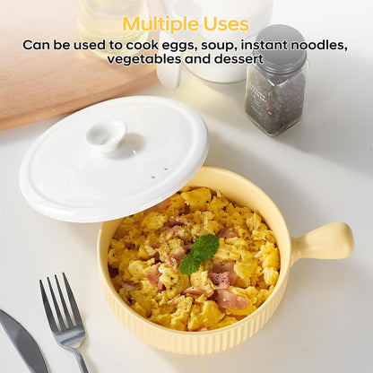 EliteVibe Ceramic Microwave Egg Cooker, Scrambled Egg Maker, White