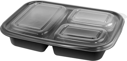Nameless 20 Piece Meal Prep Container Kit - 3 Section Black