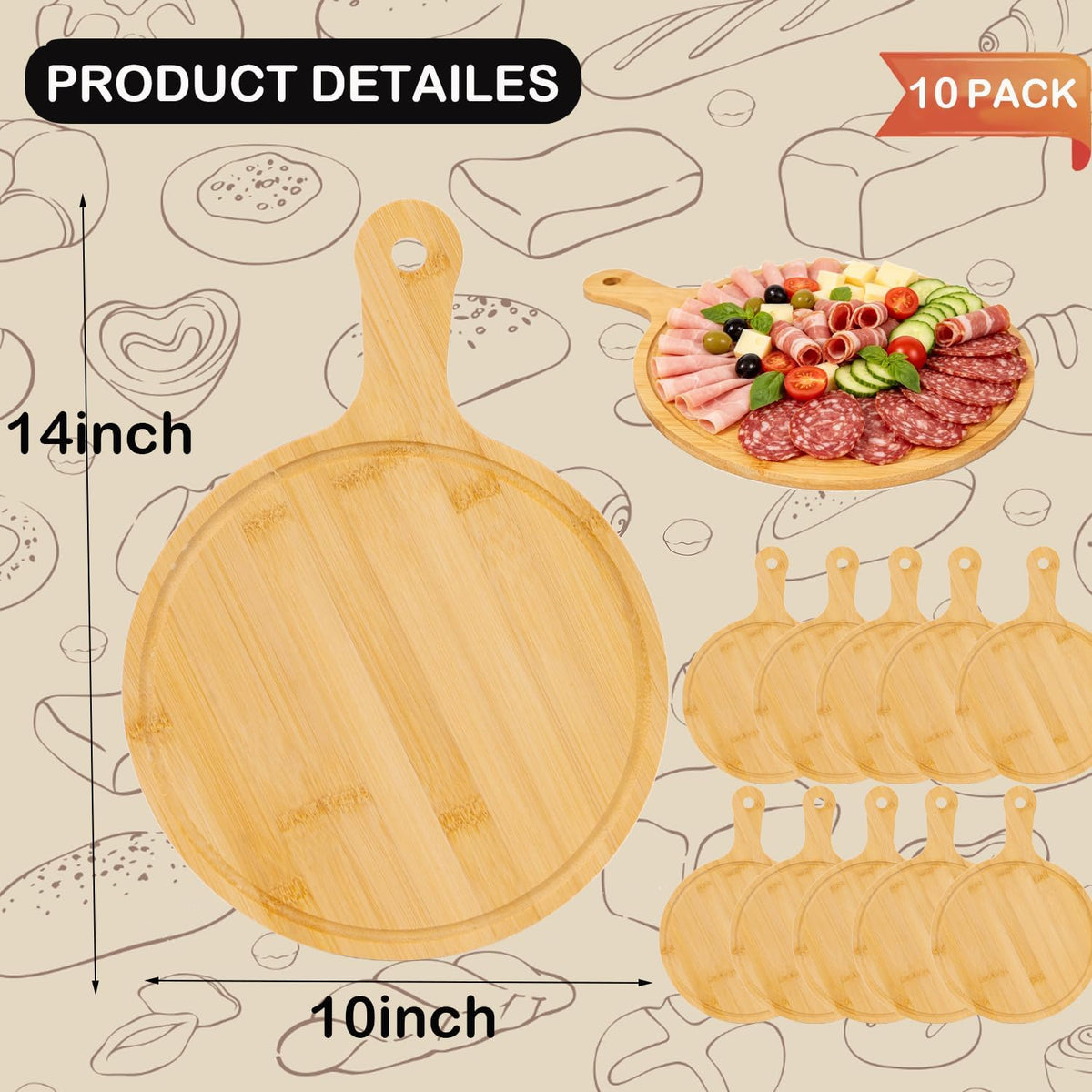 12 Pcs Bamboo Cutting Board Bulk 11x5 Inch Charcuterie Boards with Handle Wood Engraving Serving Board Kitchen Chopping Boards Crafts for Pizza, Bread, Cheese, Charcuterie, Fruit, Vegetables