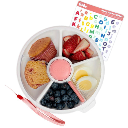 GoBe Kids Small Snack Spinner Flip Bundle with Hand Strap and Sticker Sheet - Reusable Snack Container with 5 Compartment Dispenser and Lid | BPA/PVC Free | Dishwasher Safe | No Spill- Mint Green