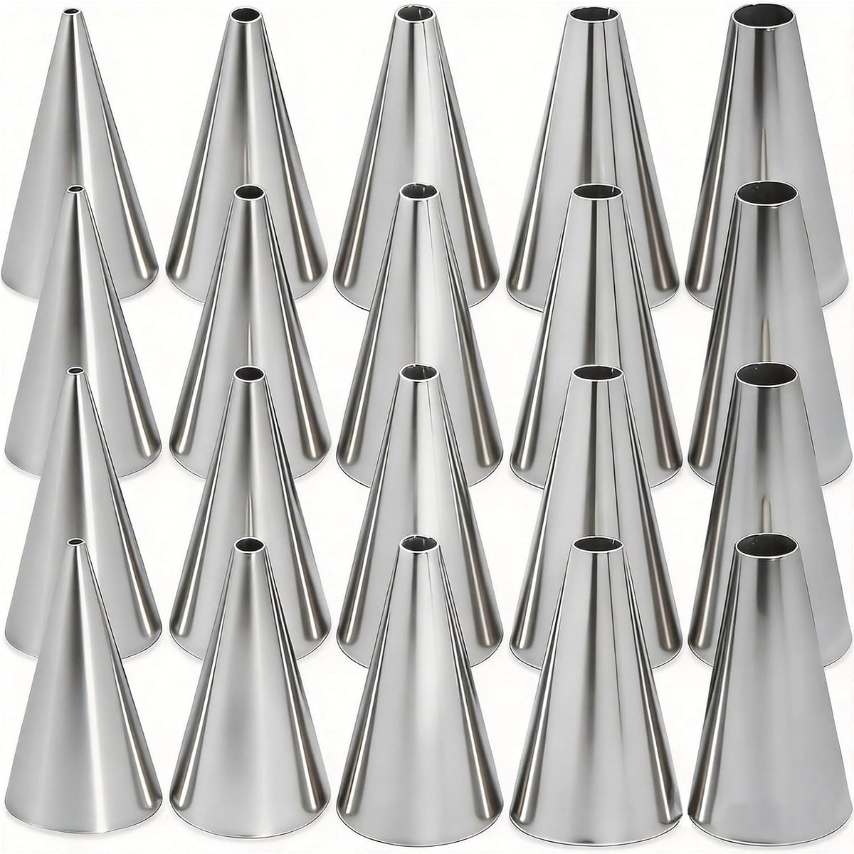 20 PCS Round Piping Tip Stainless Steel Cream Cupcake Nozzles Frosting Macaron Cake Decorating Tools Multipurpose Pastry Piping for Small Pastries Puffs Cupcakes Filling Donuts Other Pastries（5 Sizes）