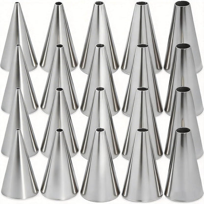 20 PCS Round Piping Tip Stainless Steel Cream Cupcake Nozzles Frosting Macaron Cake Decorating Tools Multipurpose Pastry Piping for Small Pastries Puffs Cupcakes Filling Donuts Other Pastries（5 Sizes）