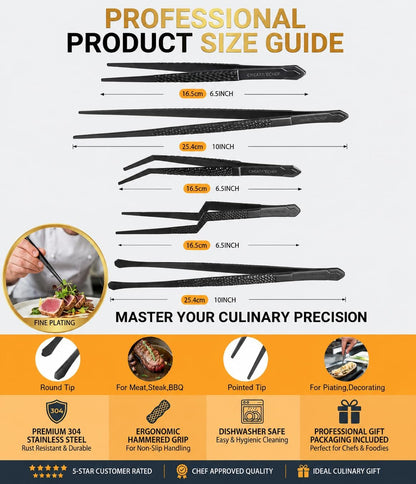 Cooking Tweezers, Chef's Tweezers Tongs, Universal for all kinds of cooking, steak, plating, pasta and many other scenarios (1PC Set)