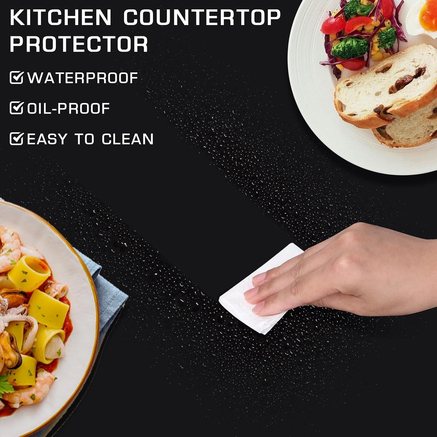 20 * 16” Silicone Protective Mats 2-Pack, Arts & Crafts Mats, Non-Stick Extra Large Pastry Baking Mats, Tabletop Protectors, Heat Resistant Countertop Protectors (Black)