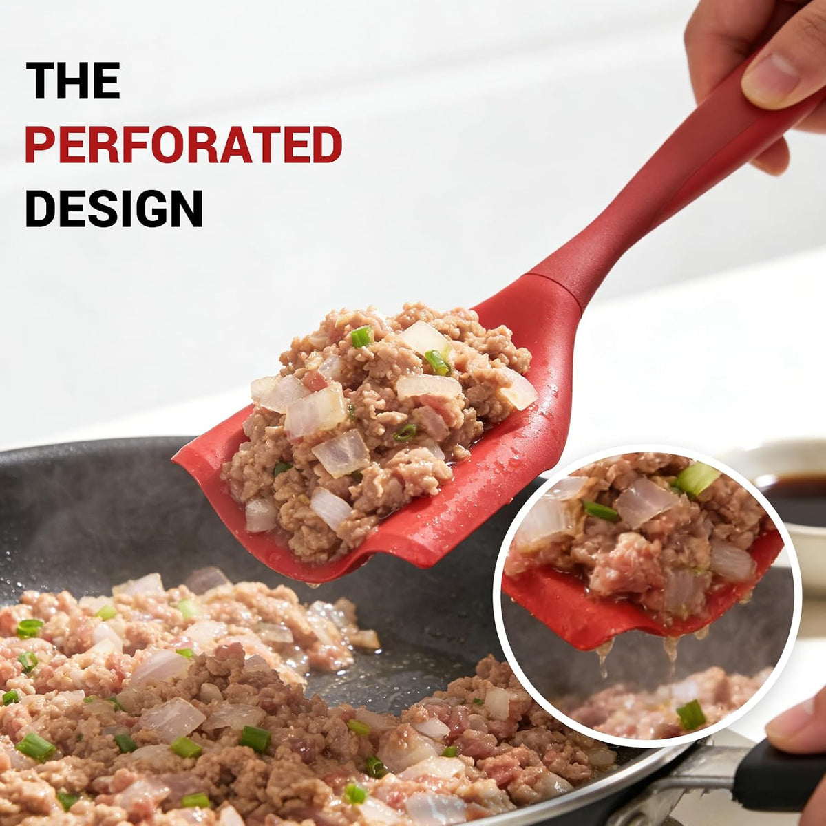 Meat Chopper Mincing Spatula, Silicone Hamburger Grinder for Ground Beef