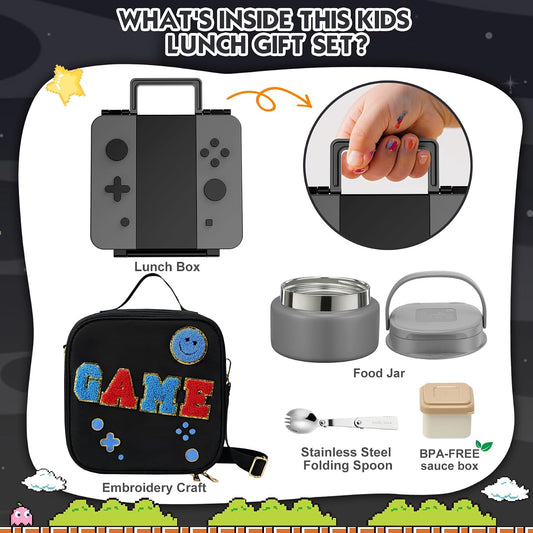Lunch Box Kids, Leak Proof 5 Compartment Bento Box for Kids, 13oz Thermo for Hot Food Kids Lunch Box,Hot Lunch Box for School Travel