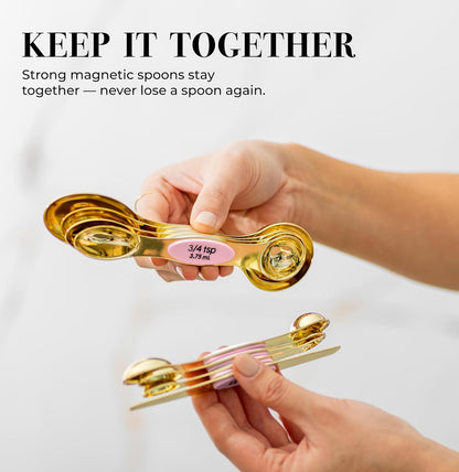 Styled Settings Magnetic Measuring Spoons Set, Gold