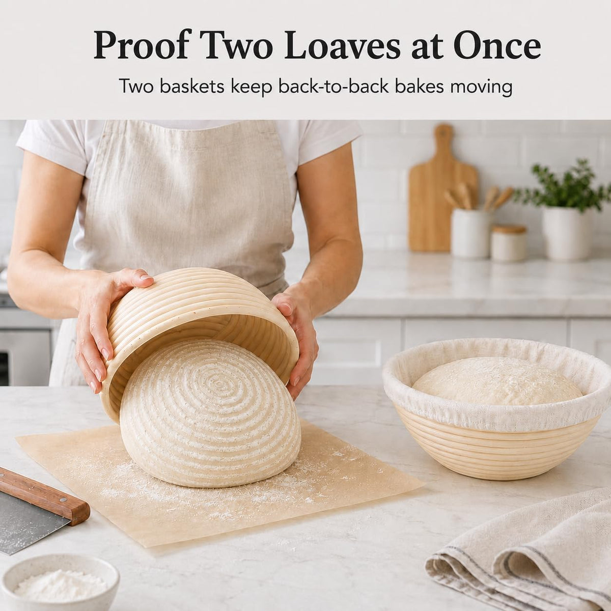 Sourdough Banneton Bread Proofing Basket Set of 2, 9'' Round