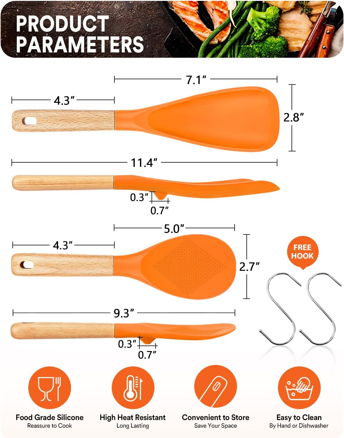 Badiano Cooking Spoon and Rice Scooper for Nonstick Cookware,Multi-function