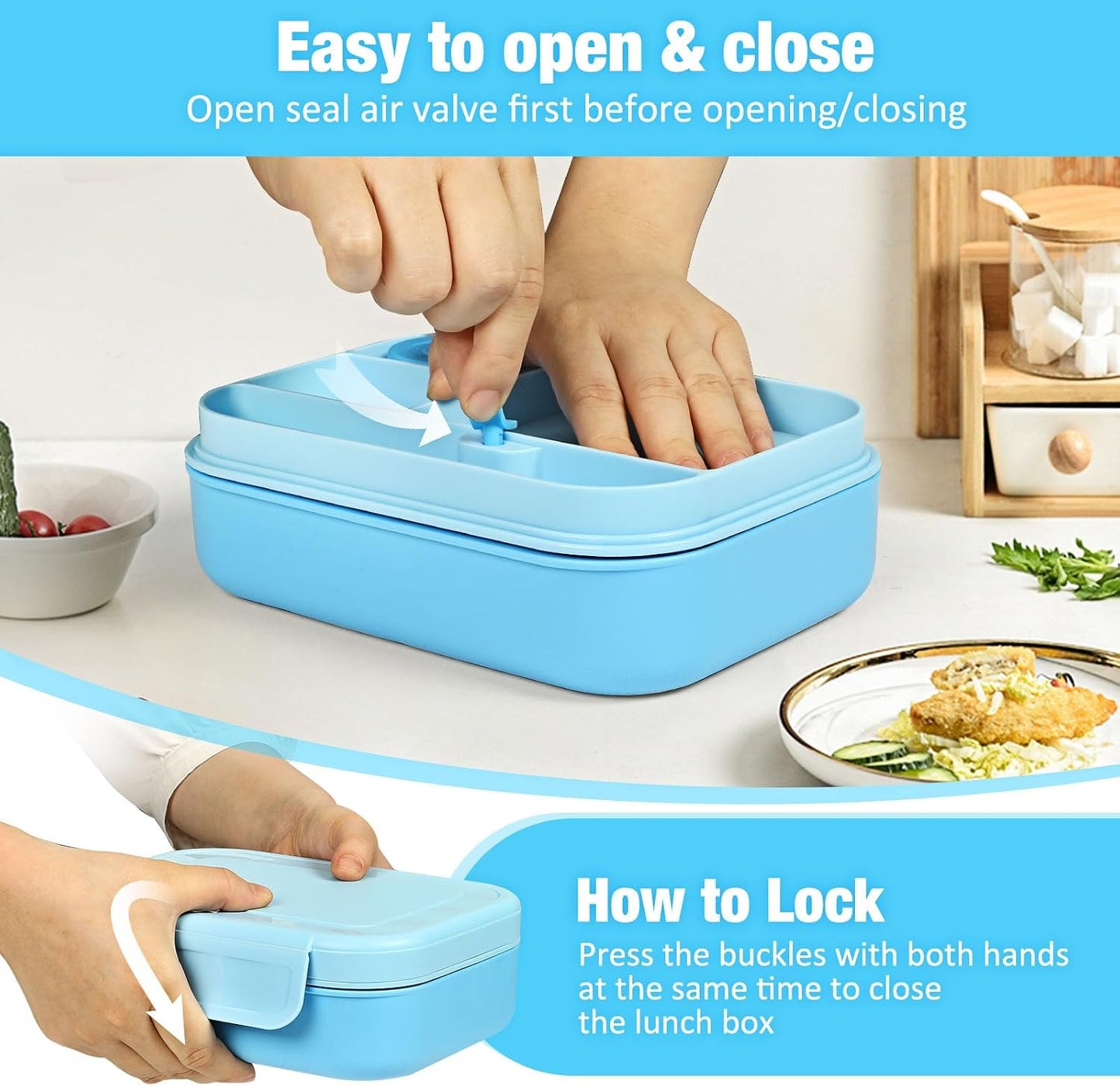 Caperci Bento Box for Kids - Stackable Leakproof Multiple Compartments Lunch Containers for Kids with Sauce Container, 5.8 Cups, Idea for School, On-the-go, Built-in Utensil Set, BPA Free (Purple)