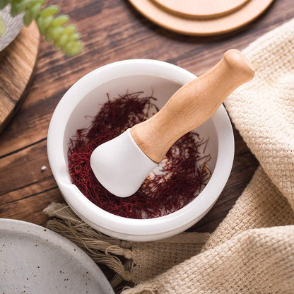 E-liu Porcelain Mortar and Pestle Set with Lid, Functional for Grinding