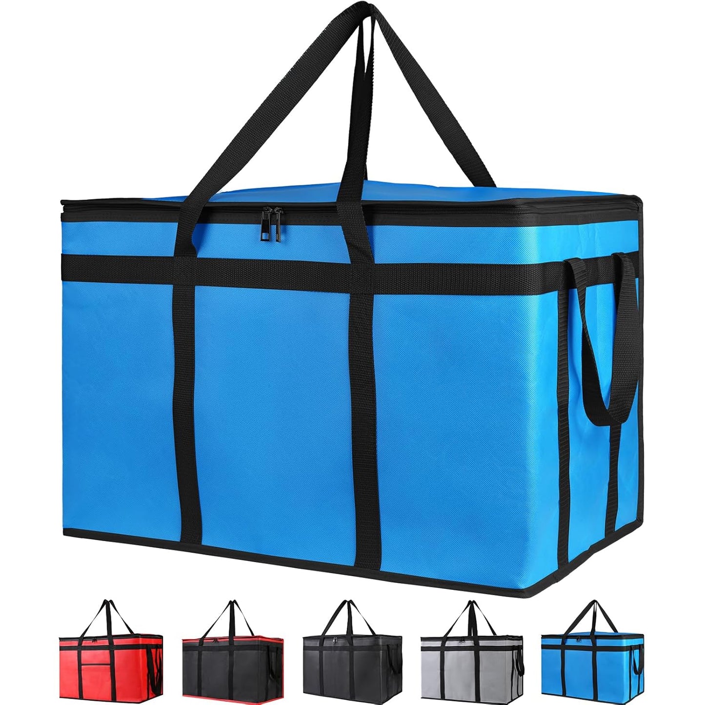 Bodaon Insulated Food Delivery Bag, XXXL Pizza Delivery Bags for Hot and Cold Food, Commercial, Large Capacity Reusable Warming Bag, Catering Cooler Bag for Rideshare, Warmers for Parties (Black, 1Pk)