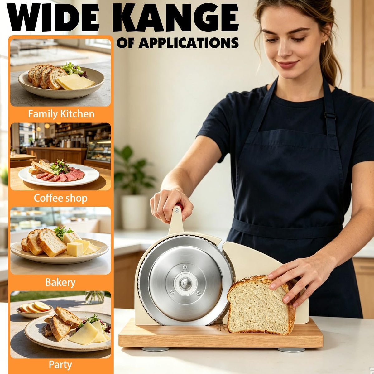 Manual Adjustable Bread Slicer Bread Cutter for Homemade Sourdough Slicer, Suction Cup Bottom, with Scale Line Plate and Food Clip and Plate(White)