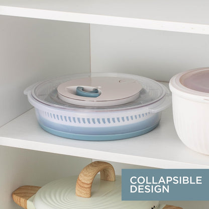 COOK WITH COLOR Collapsible Salad Spinner - 4 QT Space Saving Lettuce Dryer with Folding Collapsible Colander Great for Washing and Drying Fruit and Vegetables (Grey)