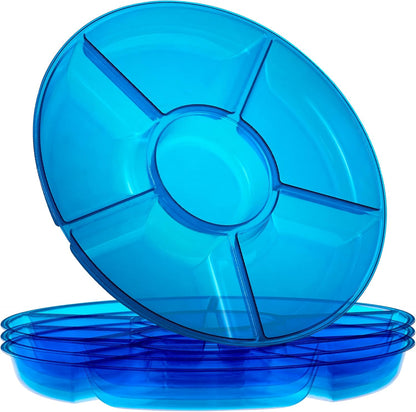Plasticpro 6 Sectional Round Plastic Serving Tray/Platter (4, Clear)