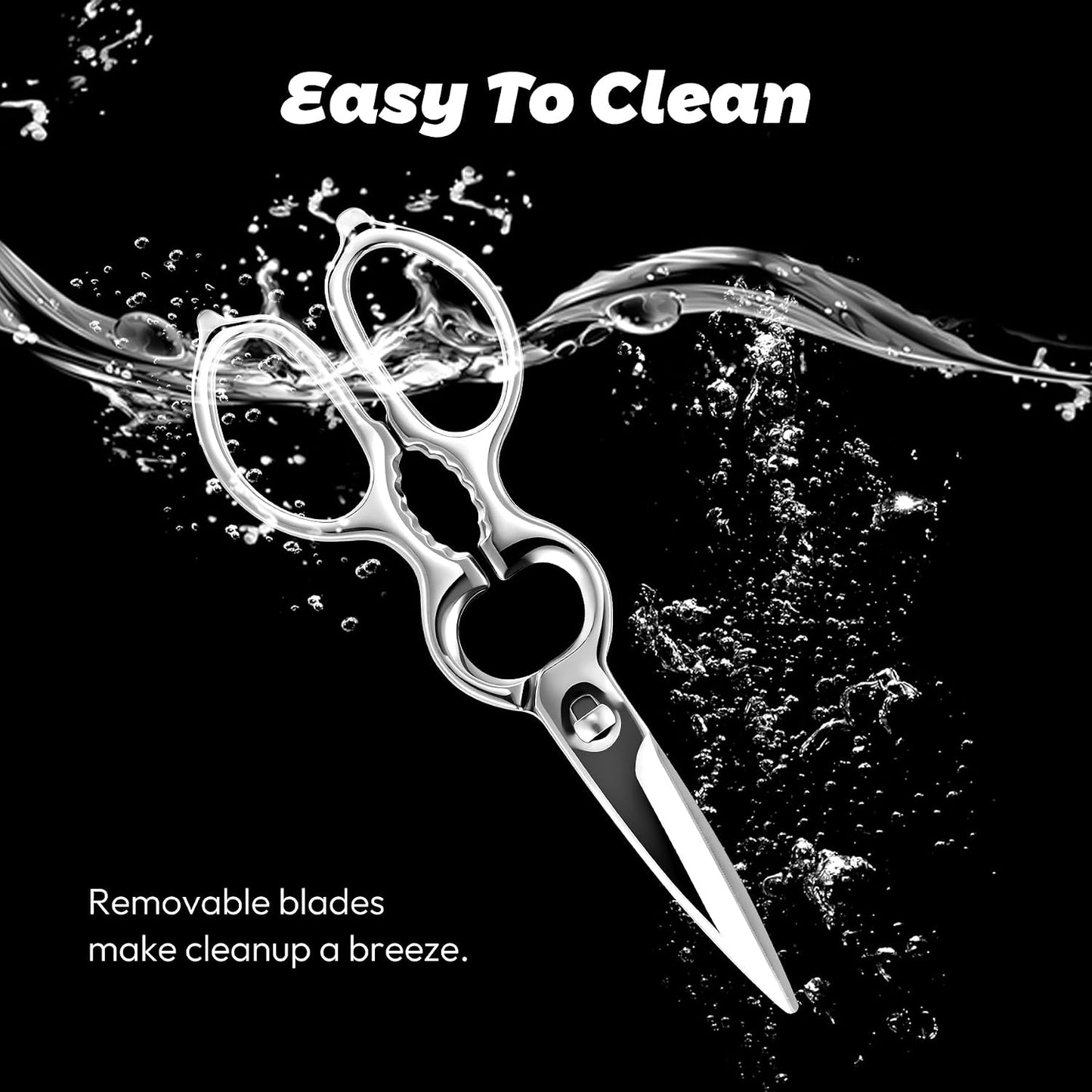 Stainless Steel Kitchen Shears Heavy Duty Full-Steel Forged Metal Scissors for Food, Professional Chef Shears Bone Cutting Meat Pizza Scissors Kitchen Utensils Come Apart, Silver