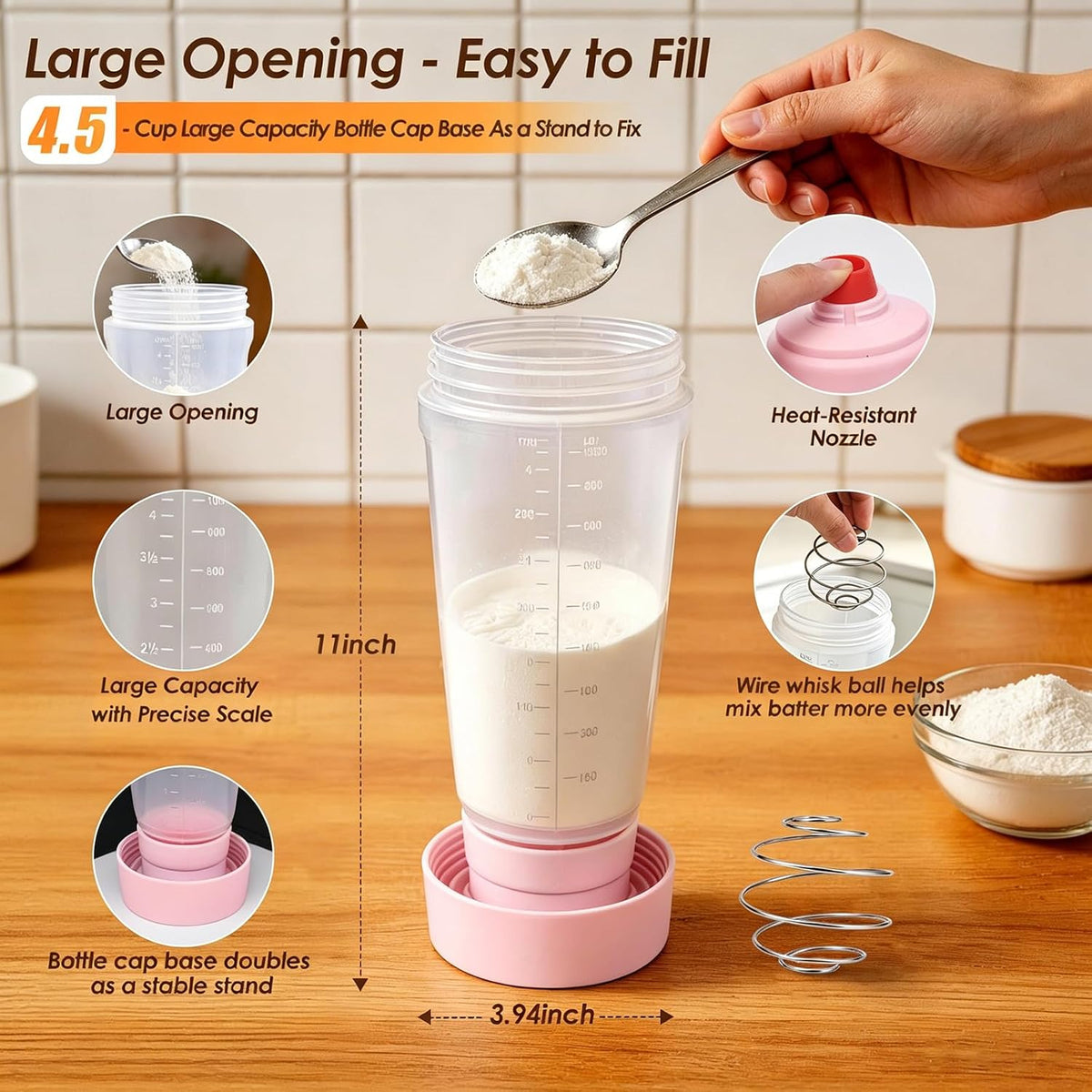 Pancake Batter Dispenser Bottle Kit with 7 Accessories, 2 Pack 34oz