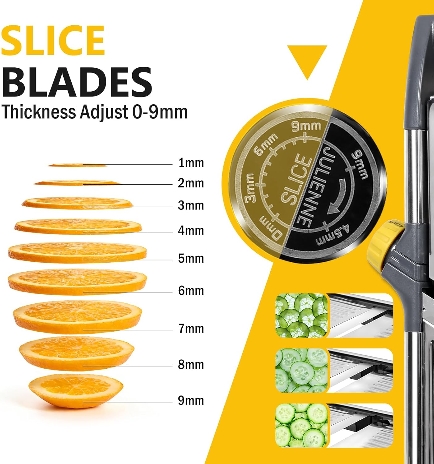 Masthome Adjustable Mandoline Slicer, Thin to 9mm Slice, 4.5mm & 9mm Julienne - Vegetable Cutter for Potato Carrot Onion - Stainless Steel - with Glove & Brush (Red)