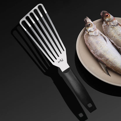 MIU Fish Spatula Stainless Steel, Flexible, Polished Metal, Corrosion Resistant, Kitchen Slotted Turner [Upgraded Version]