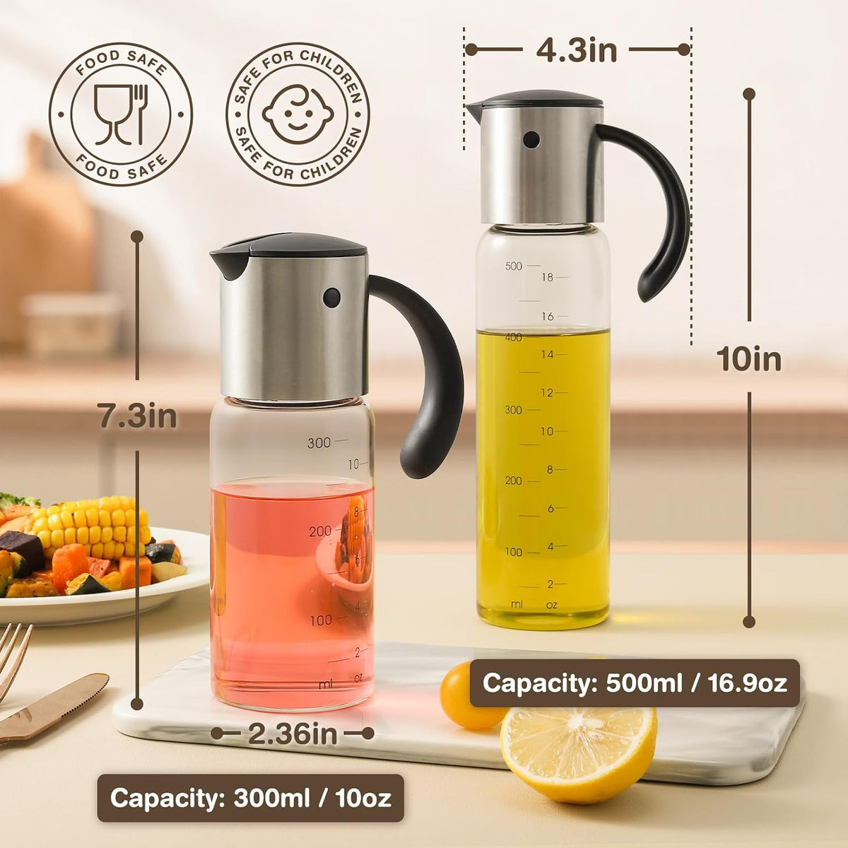Vucchini Large Olive Oil Dispenser Bottle 17 oz Glass