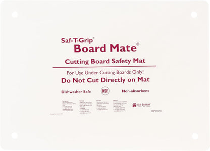 San Jamar CBM1318 Saf-T-Grip Board-Mate Nonslip Cutting Board Mat, 18" Width x 13" Height, White