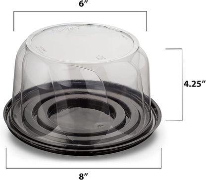 MT Products Round PET Plastic Cake Container 8" - Plastic Bakery Boxes (Pack of 5) - Made in the USA