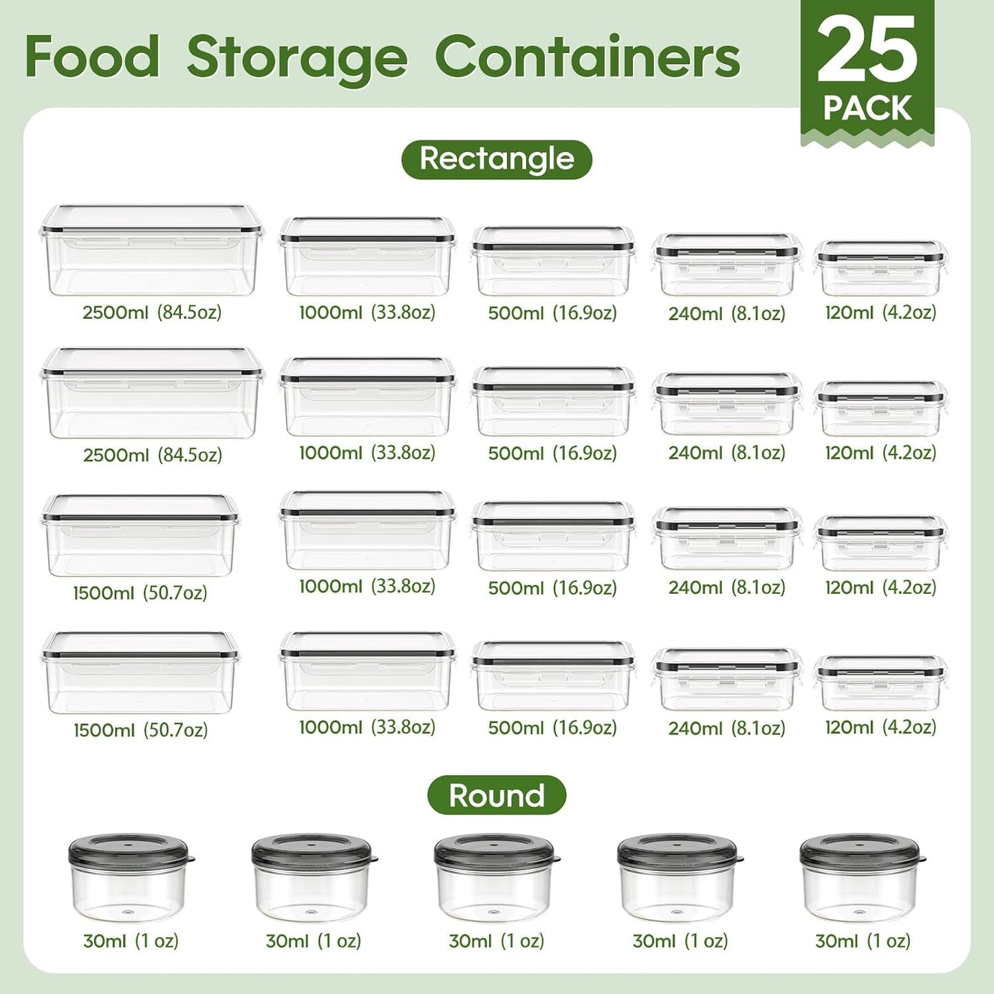 36-Piece Food Storage Containers with Lids(18 Container & 18 Lid), Plastic Food Containers for Pantry & Kitchen Storage and Organization, BPA-Free, Leak Proof, Reusable with Labels & Pen