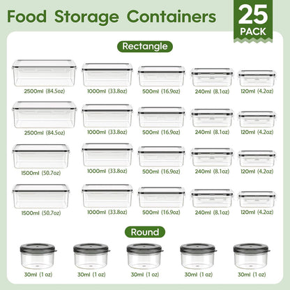 36-Piece Food Storage Containers with Lids(18 Container & 18 Lid), Plastic Food Containers for Pantry & Kitchen Storage and Organization, BPA-Free, Leak Proof, Reusable with Labels & Pen