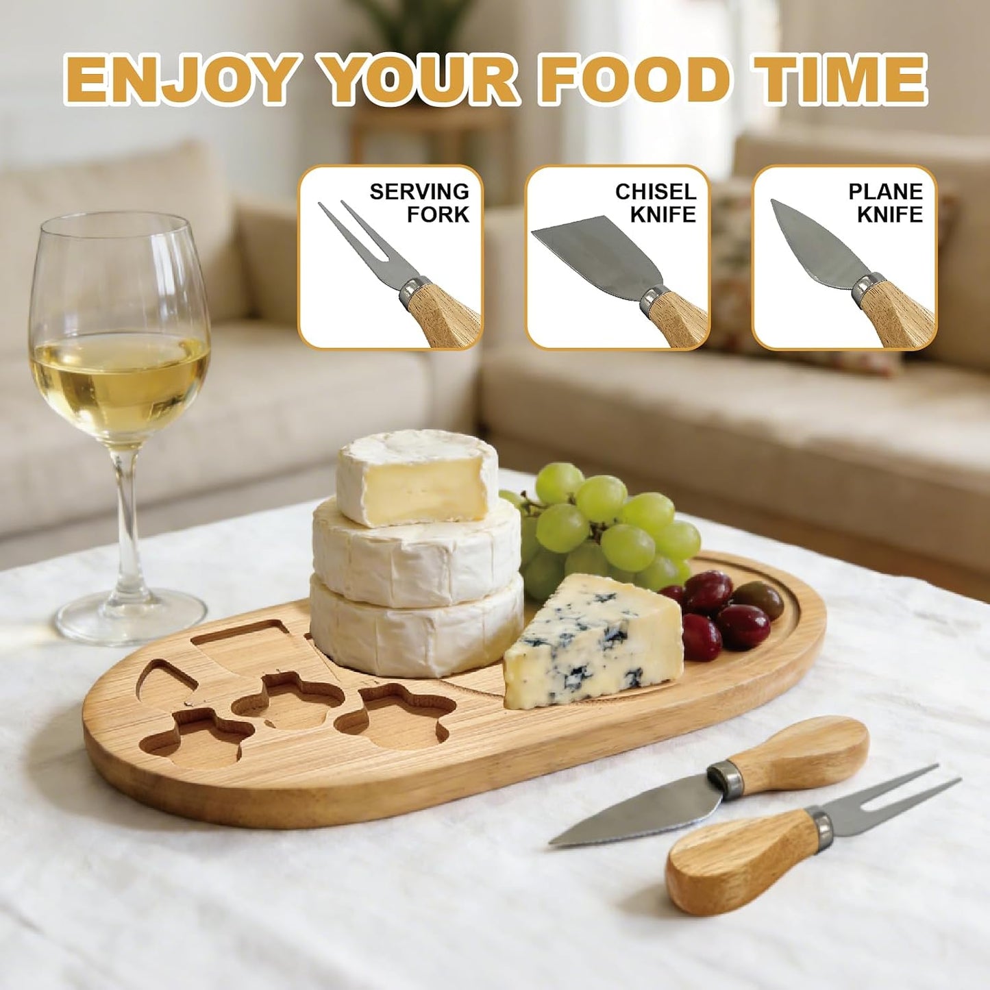 13x7.5 Inche Charcuterie Board Set, Mini Charcuterie Boards, Bamboo Cheese Board Gift Set, Individual Small Tabla De Quesos Madera with Housewarming Gifts for Wedding, Bridal Shower,Birthday for Women