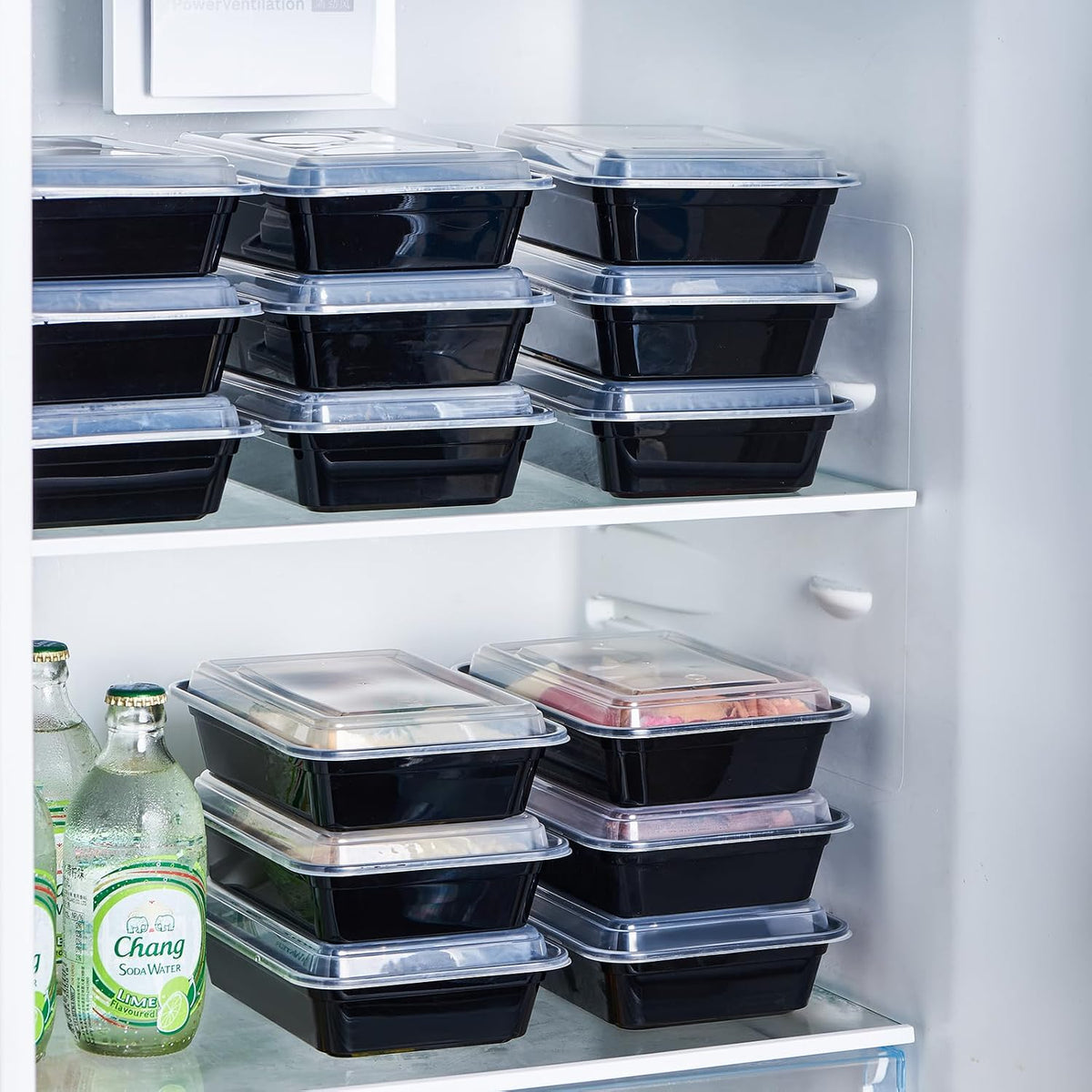 FULING 32 oz 50 ct Round Meal Prep Containers with Lids Plastic Food Storage Lunch Plan To Go Box Disposable Take Out Bowls Black BPA Free Reusable Durable Stackable Microwave Freezer Dishwasher Safe