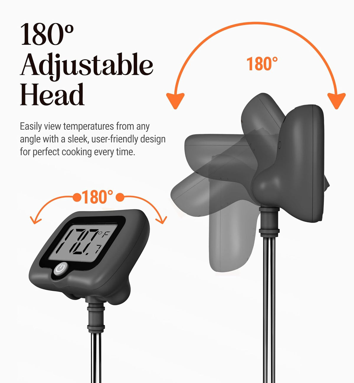 Digital Candy Thermometer with Pot Clip, 10" Long Stainless Steel Probe, Instant Read Kitchen Thermometer for Cooking, Baking, and Candy Making