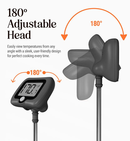 Digital Candy Thermometer with Pot Clip, 10" Long Stainless Steel Probe, Instant Read Kitchen Thermometer for Cooking, Baking, and Candy Making