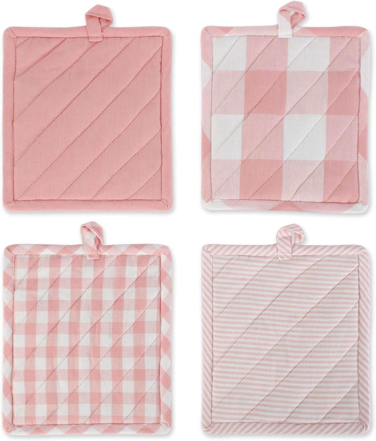 DII Gingham Check Kitchen Collection, Pink, Potholder Set