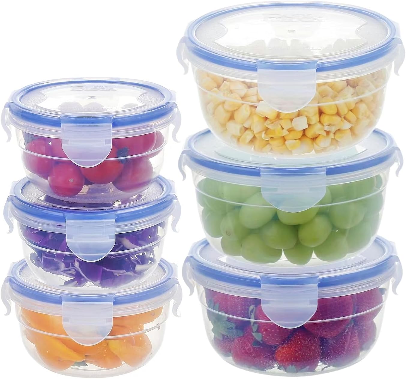 KIGI Airtight Reusable Meal Prep Containers, Leak-Proof & Stackable, 4-Sided Locking Lids, Ideal for Food Storage, Lunch & Leftovers, Microwave, Freezer & Dishwasher Safe, 39 oz, 4.8 Cup, 12 Piece Set