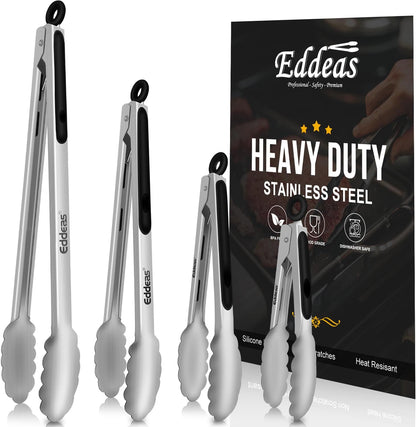 Eddeas Kitchen Tweezers Tongs, Cooking Tweezers Stainless Steel - 3 Size 12'' 10'' & 8 inch Ideal for Meat, pasta, plating and pinching delicate small pieces of food, Set of 3