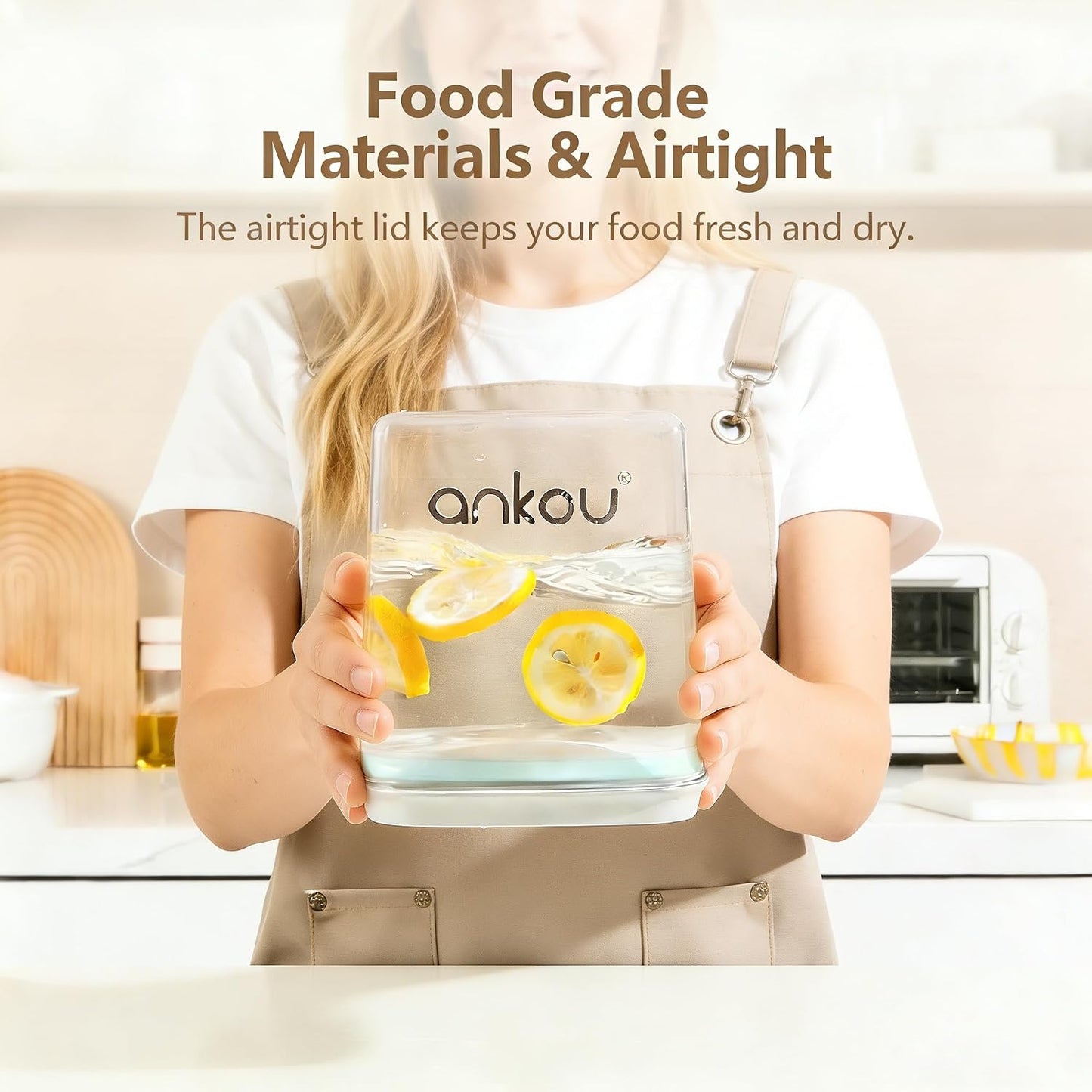 Ankou Dog Food Storage Container with 130ml Scoop – 4L/4.2qt Airtight Dog Food Container for Kibble & Treats, BPA-Free Cat Food Storage Container, Stackable Pop Lid Plastic Container with Lid